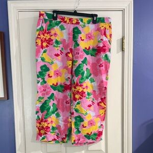 Charter Club Pink Floral Capris with Yellow & Green Accents